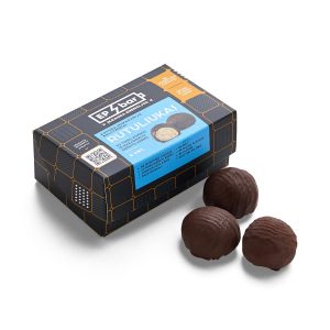 Kokoso – makadamijos rutuliukai juodajame šokolade, 176 g.